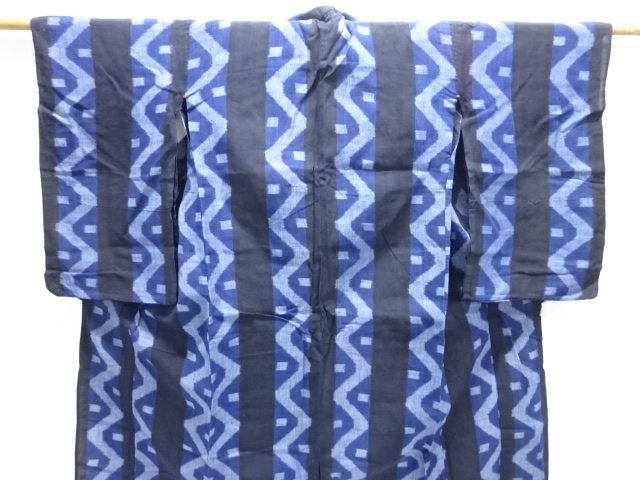  アンティーク　本場琉球　綿麻　幾何学模様織り出し着物(材料)